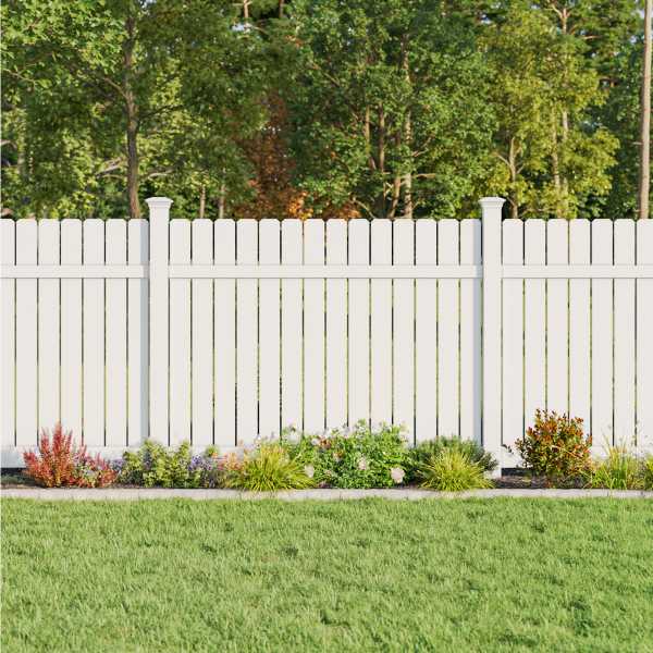 White Dog Ear Semi-Privacy Vinyl Fence